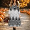Halloween Women's Floral Print Midi Dress A Line Dress Vacation Casual Daily Regular Fit  Long Sleeve V Neck Black  Spring Fall