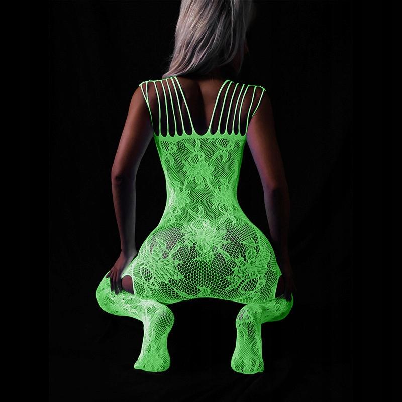 Bodystocking Glowing In The Dark Mesh Lace Women's Underwear Jumpsuit