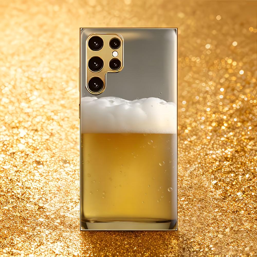 Beer Atmosphere Simplicity High-end Electroplating Glass PhoneCase for Samsung Galaxy S26 S25 S24 S23 S22 S21 FE,Ultra,Plus