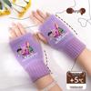 Kpop Women's Fingerless Knitted Gloves - Versatile Warm Plush Autumn/Winter Half-Finger Hand Socks, Solid Color for Students.