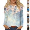 Women's Fashion Casual Round Neck Long Sleeve Printed T-shirt Top
