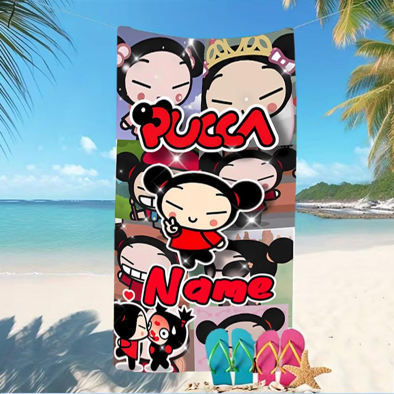 Customizable personalized beach towels Pucca themed designs.Suitable for the beach, yoga, sports;ideal as beach accessories