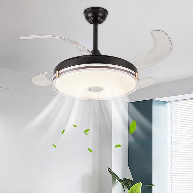 

Масштабируемый невидимый электрический потолочный вентилятор, бесшумный подвесной светильник, вентилятор, бытовой RGB, цветной Bluetooth музыкальный вентилятор, лампа 7003 black