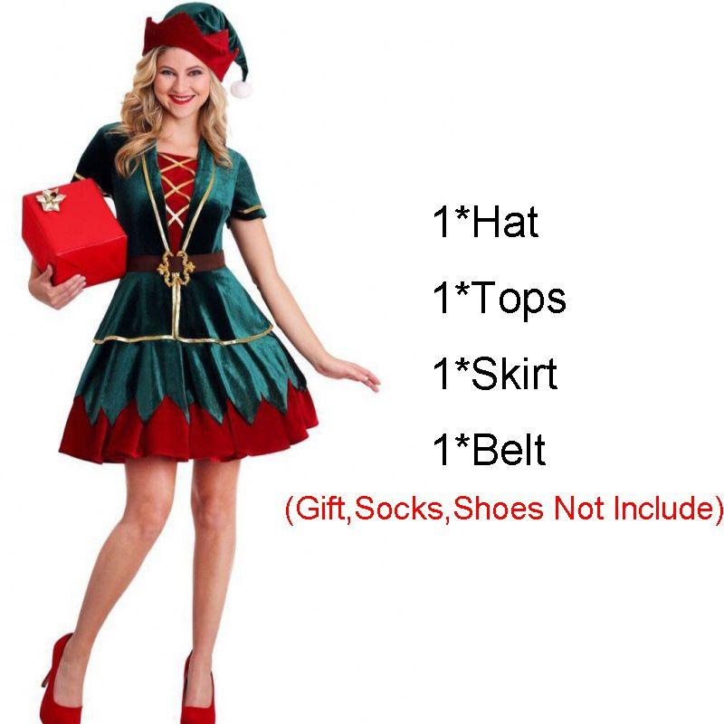Elf Christmas Santas Helper Holiday Unisex Fancy Dress Halloween Costume Adult