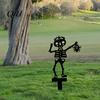 Garden Stakes for Flower Beds Halloween Skeleton Stake, Metal with Bat Spider Yard Art Fun Lawn Ornaments Black Silhouette Decoration Bed Shaped