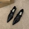 Retro Style Thick Heel Women Mary Jane Shoes Fashion Shallow Pointed Toe Ladies Comfort Office Pumps Footwear 2025