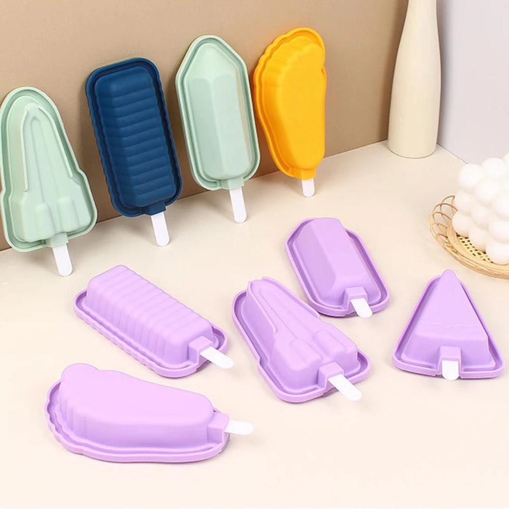 Set(5PCS) Summer Homemade Silicone Ice Cream Mold With Multiple Shapes For Household Ice Cream Making Tools