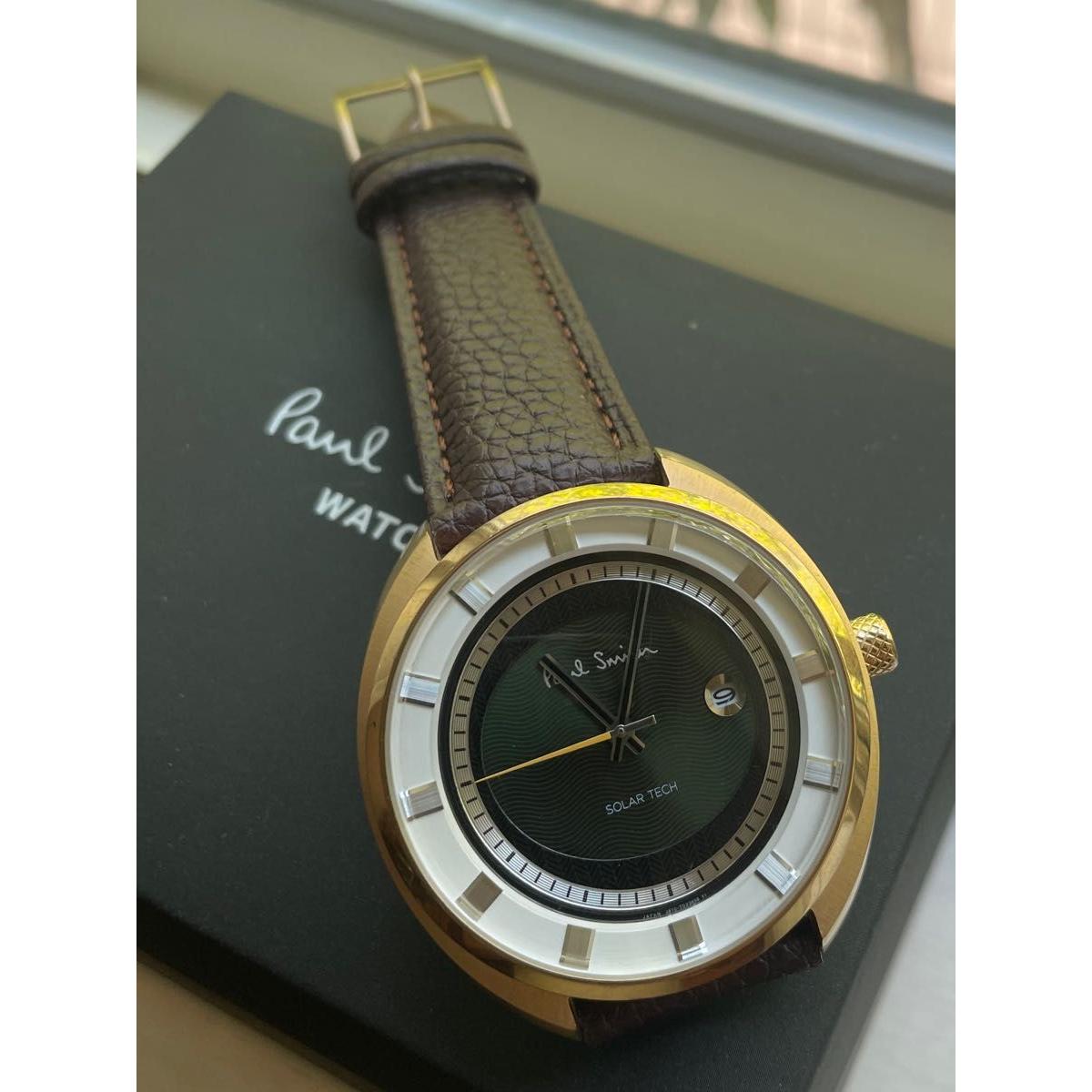 Used [Good condition in solar operation] Paul Smith wristwatch 44mm green, steering solar tech (*^_^*)