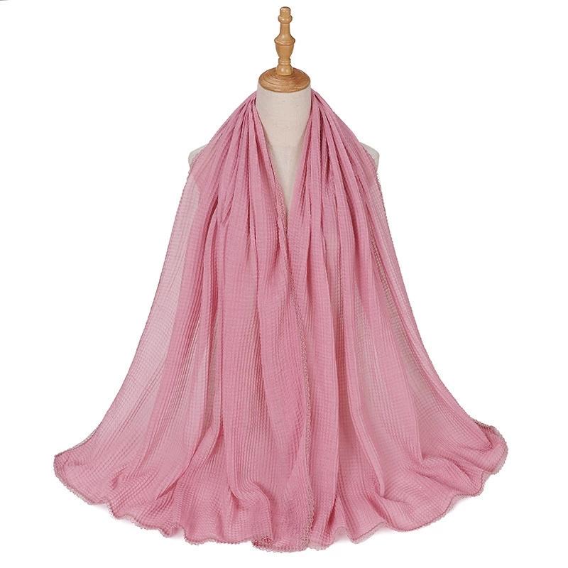 

New Malaysia s Imitation Cotton Lace Scarf Honeycomb Wrinkle Veil Scarf Women s Shawl Head Scarves 80x180cm