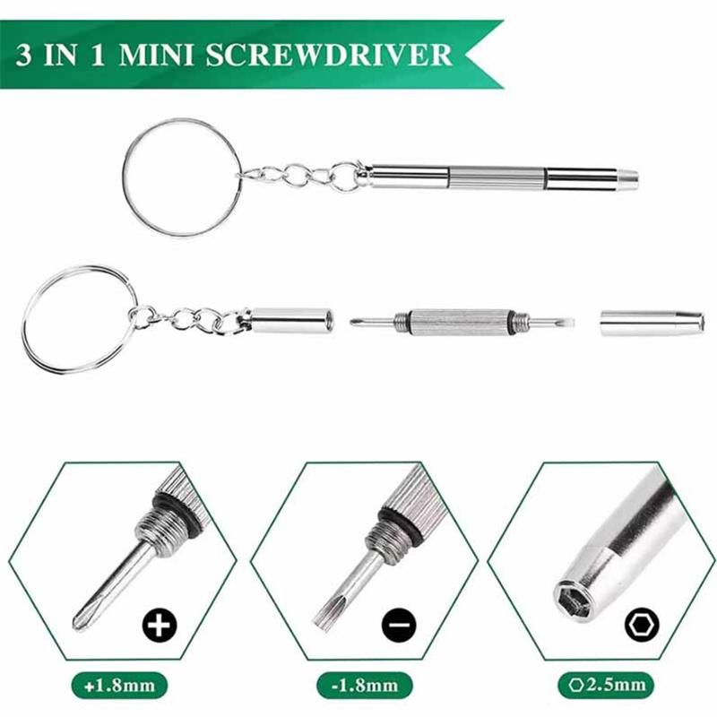 Portable 3 In 1 Double-head Multi-function Mini Stainless Steel Screwdriver Glasses Watch Repair Tool Gadget