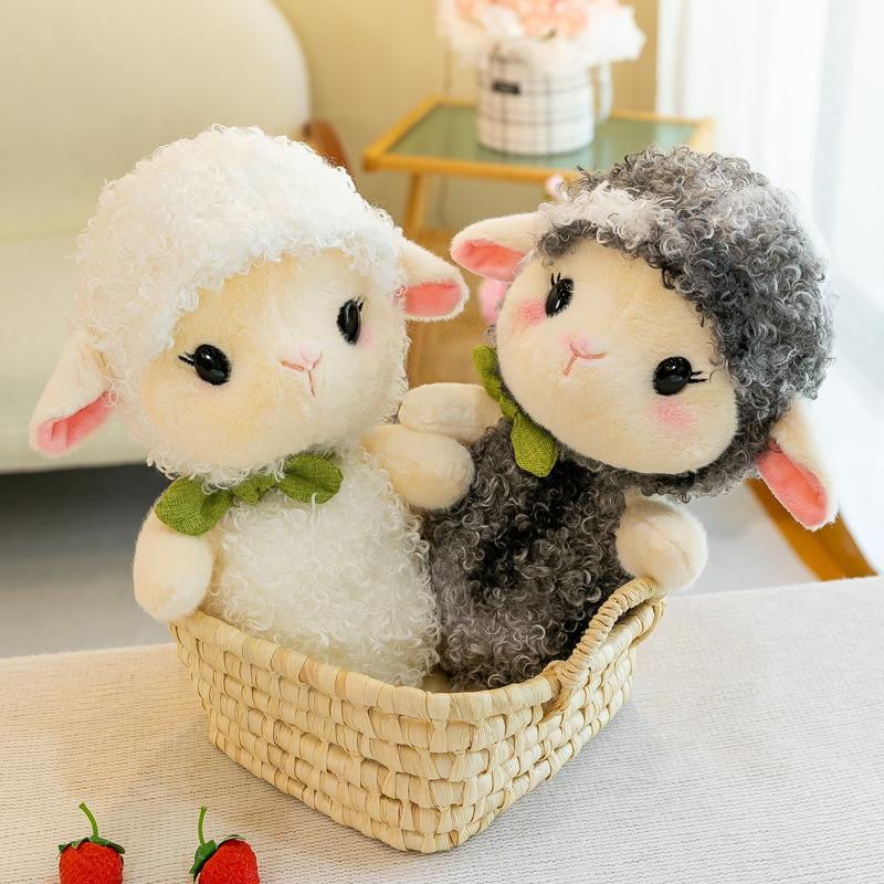 Little Sheep Doll Cute Polk Cartoon Sheep Roll Plush Toy Grabber Doll Children's Soothing Doll