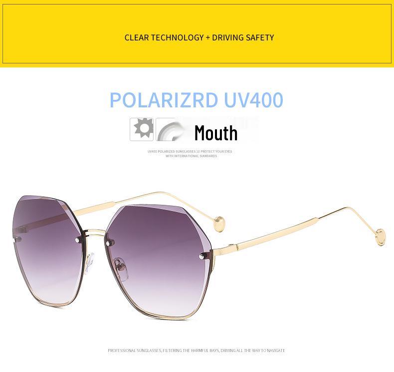 Trendy Frameless Women's Sunglasses - European & American Style, UV Protection, Round Face, Fashionable Driving Glasses