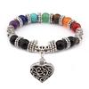 Rainbow Seven-Color Energy Natural Agate Unisex Yoga Heart Bracelet