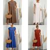Minimalistisches Baumwoll-Leinen-Kleid mit Taschen für den Frühling, Freizeitkleidung