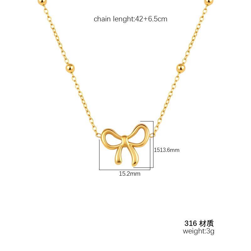 Fashion Trend Women's Bow Stainless Steel Necklace Versatile 18K Clavicle Chain