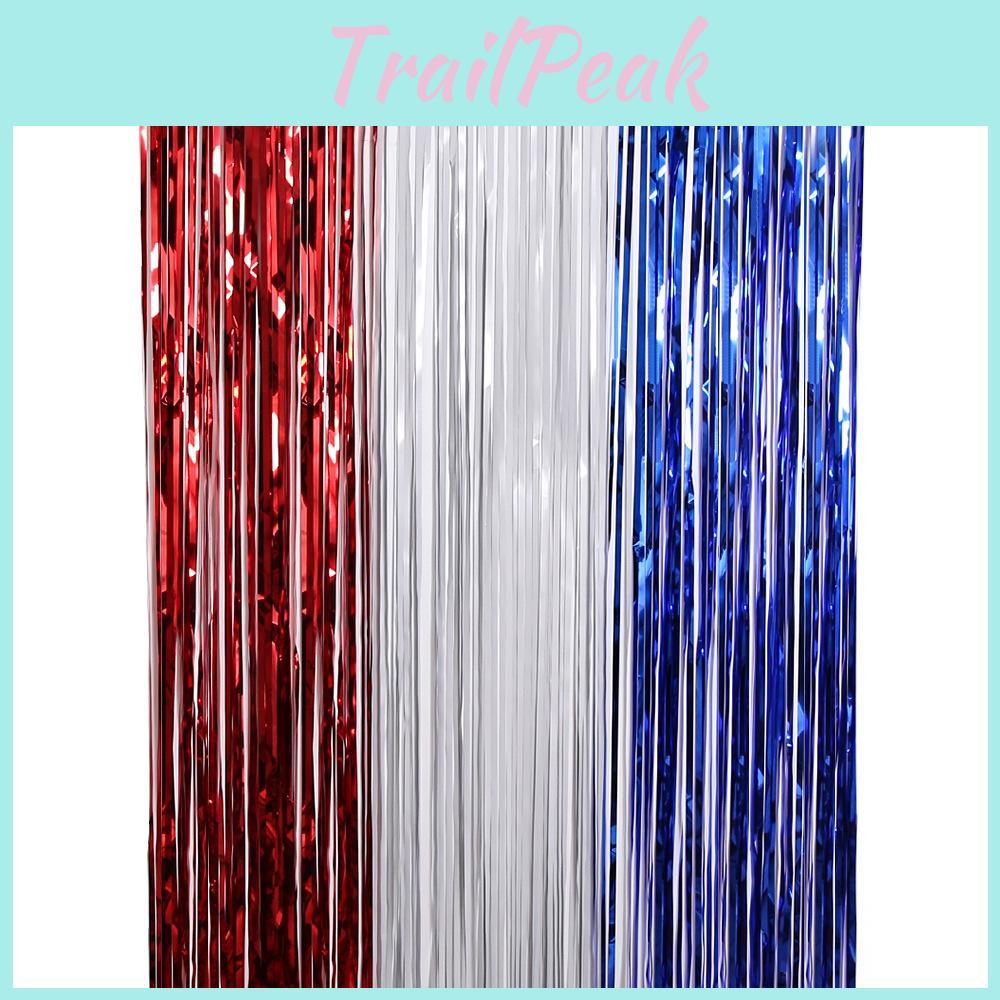 Vibrant Red White And Blue Independence Day Rain Curtain For Festive Party Decorations