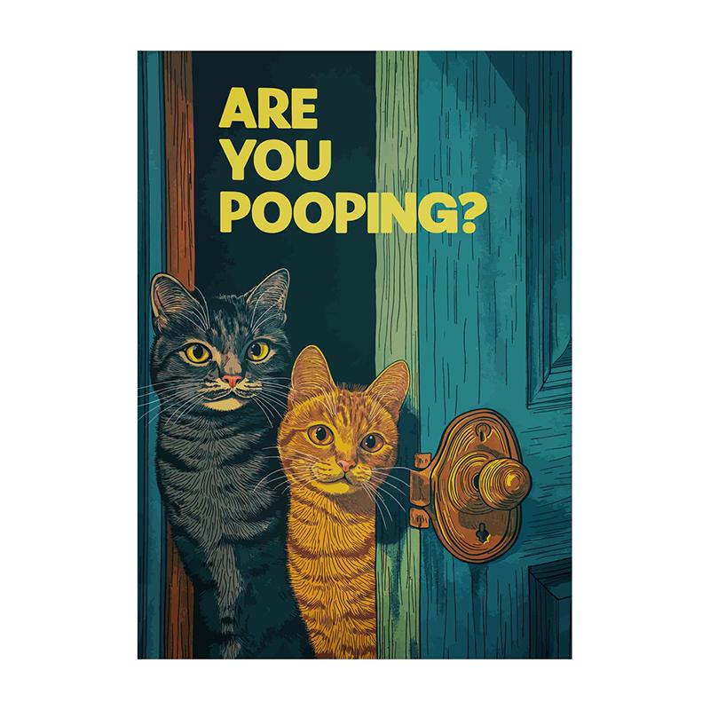 Are You Pooping Posters Bathroom Funny Bathroom Sign Canvas Painting Cute Black Cat Print Wall Art Picture Toilet Decoration