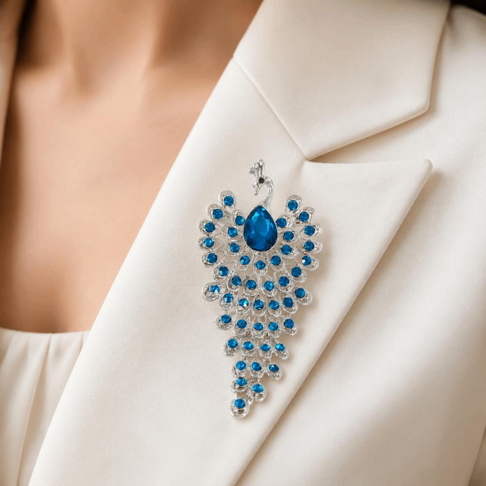 Crystal Peacock Rhinestone Brooch Exquisite Chest Flower Pin Peacock Badge Pin For Suits
