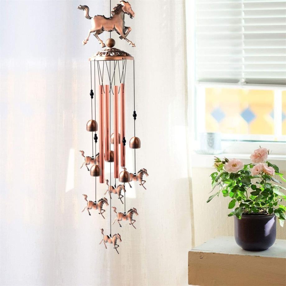 Handgefertigte Kupferspirale Windspiel Pferdeform Windglocke Vintage Metallglocke Tier Hängende Dekoration Balkon Hof Dekoration
