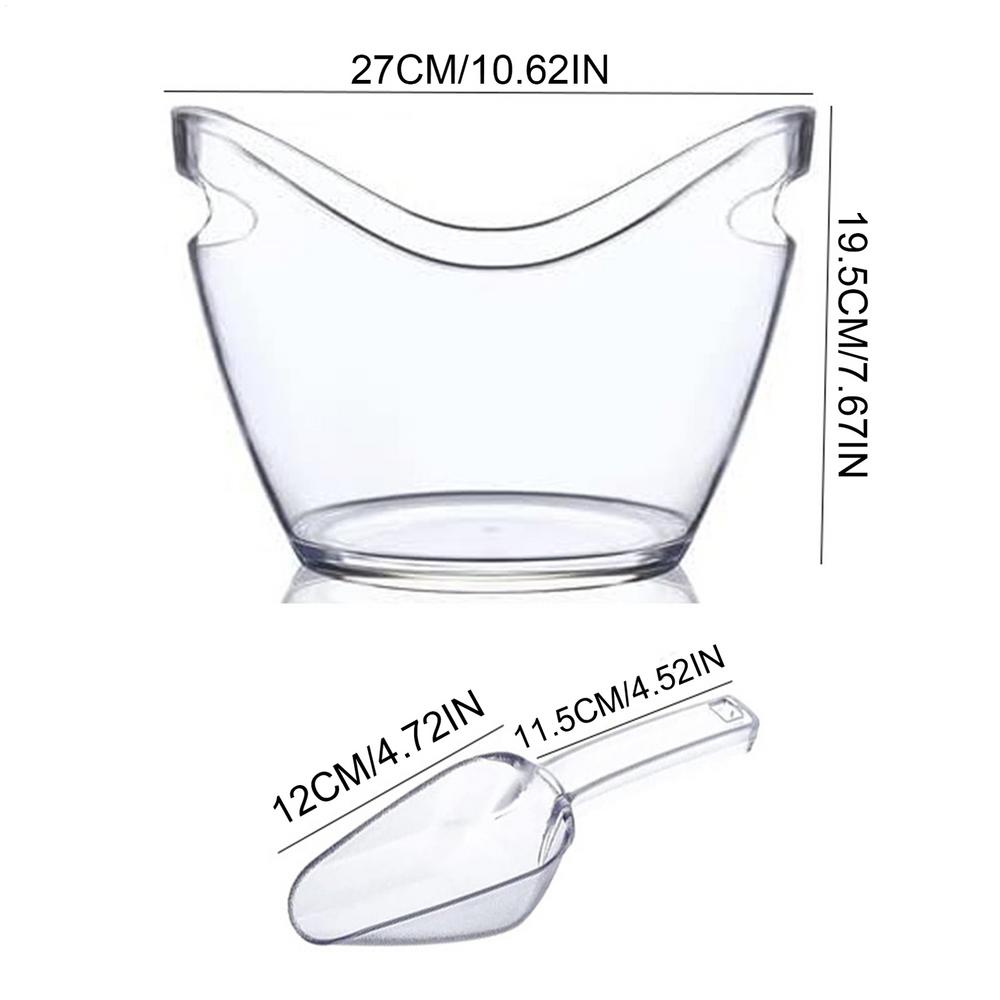 

Clear Ice Bucket Beverage Tub with 2 Scoops Easy to clean Handle Cooling Large practical Ice Bucket Wine Supplies Family reunion прозрачный