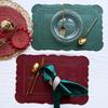 Imitation Leather Totem Dining Placemat Oil-Proof Waterproof Place Mat Retro Relief Table Mat for Kitchen Table Coffee Pad