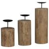 Candle Holders 3 Pcs Natural Solid Teak Wood