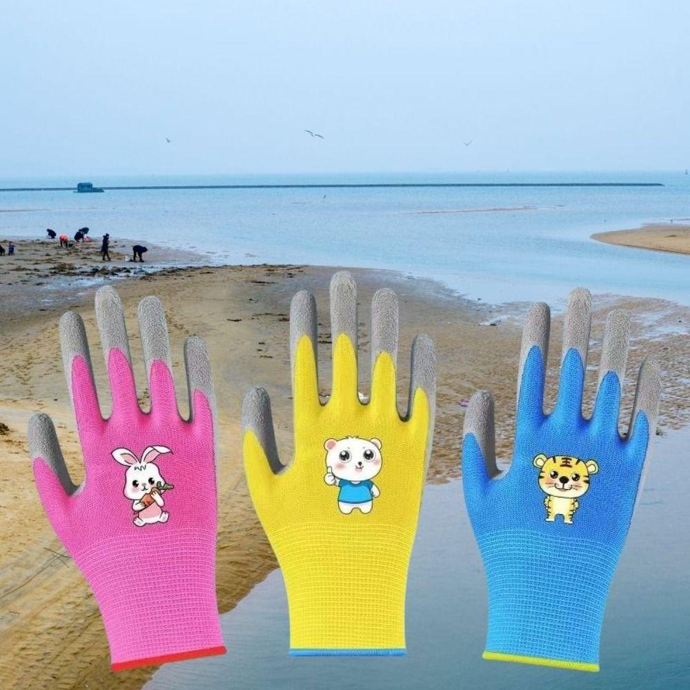Breathable Kids Garden Gloves Latex Coated Children Protective Gloves Garden Work Gloves  For Kids