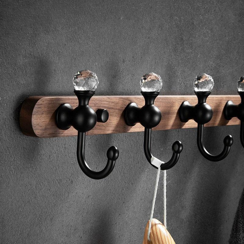 Brushed Gold/Black Bathroom Hook Walnut Wall Hanging Coat Hat Hook Row Hook Door Back Porch Row Hook Bathroom Hardware