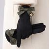 Bow Women Anti-cold Mittens Soft Thickened Suede Gloves Windproof Finger Mittens  Autumn