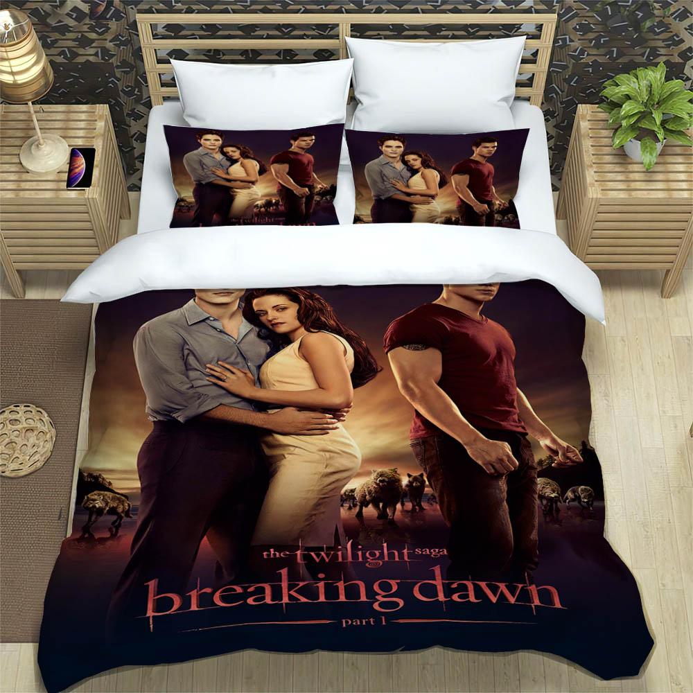 Die Twilight Saga bedruckte Bettwäsche-Sets exquisites Bettwaren-Set Bettbezug Steppbett-Set Bettwäsche-Set Luxuriöses Geburtstagsgeschenk