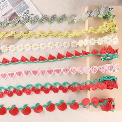 Computerstickerei Cartoon Obst Schmetterling Spitze Blüte Handkonto DIY Kleidung Zubehör Wasserlösliches Stickband Stoffaufkleber