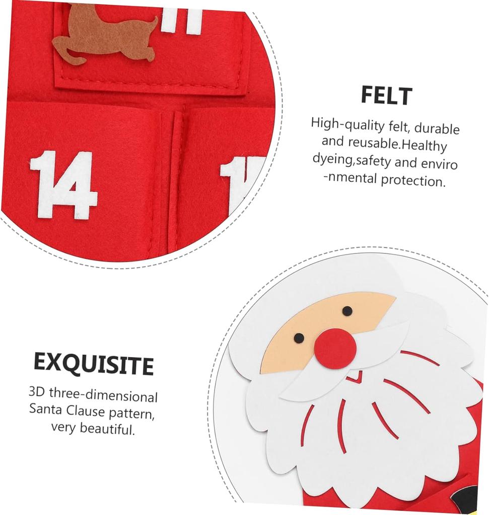 Felt Santa Claus Countdown Calendar Wall Hanging Decor for Festive Home Atmosphere Safe Material Christmas Door Decoration