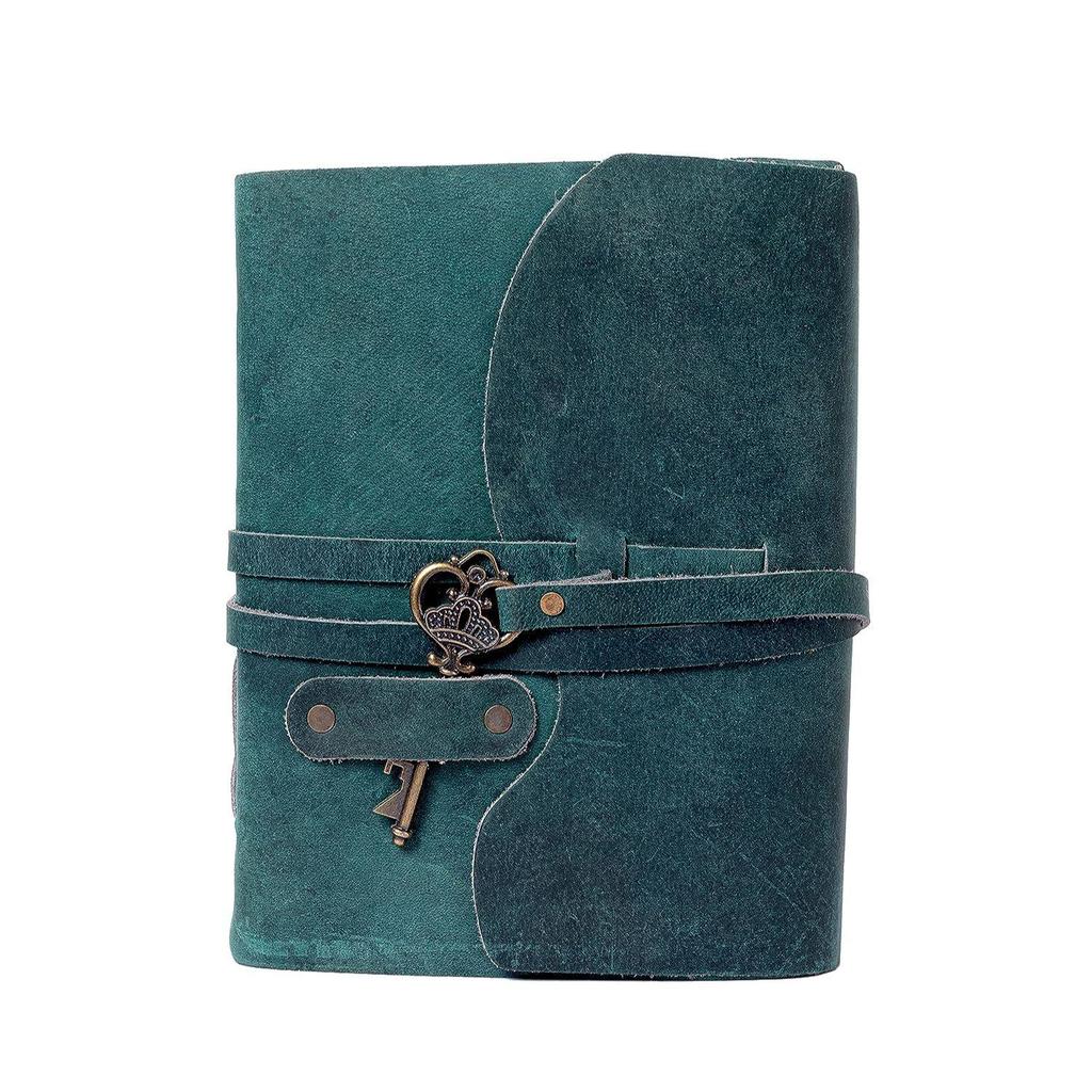 Vintage Handmade Leather Diary with Antique Key (A5) - 200 Handmade Deckle Edge Pages