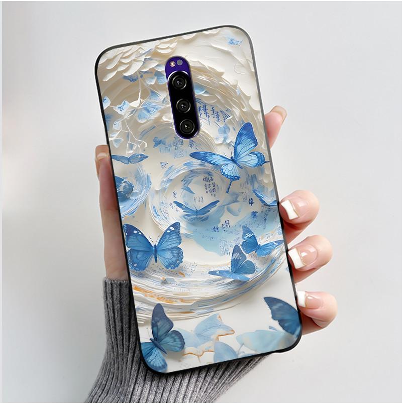 Coque Mignonne Pour Sony Xperia 1 / Xperia XZ4 Fundas Coque Imprimée Housse de Protection Silicone Souple Dessin Animé Noir Coque Capa