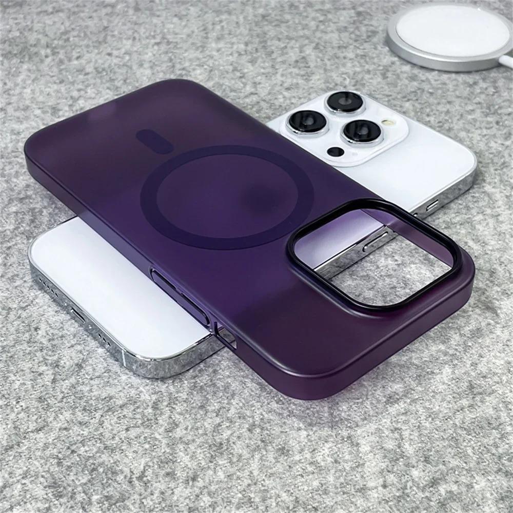 Luxury Translucent Magnetic Case For iPhone 16 15 14 13 12 11 Pro Max Ultra Thin For Magsafe Wireless Charge Matte Hard PC Cover