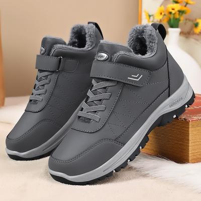 Baumwollschuhe Fleece und Verdickte Übergroße Schneestiefel Baumwollstiefel Klettverschluss-Schuhe