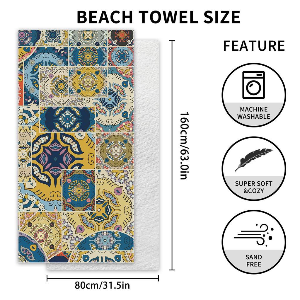 UPF + UV-Schutz Strandtuch Schnelltrocknendes Yoga-Sporttuch Bedrucktes Badetuch