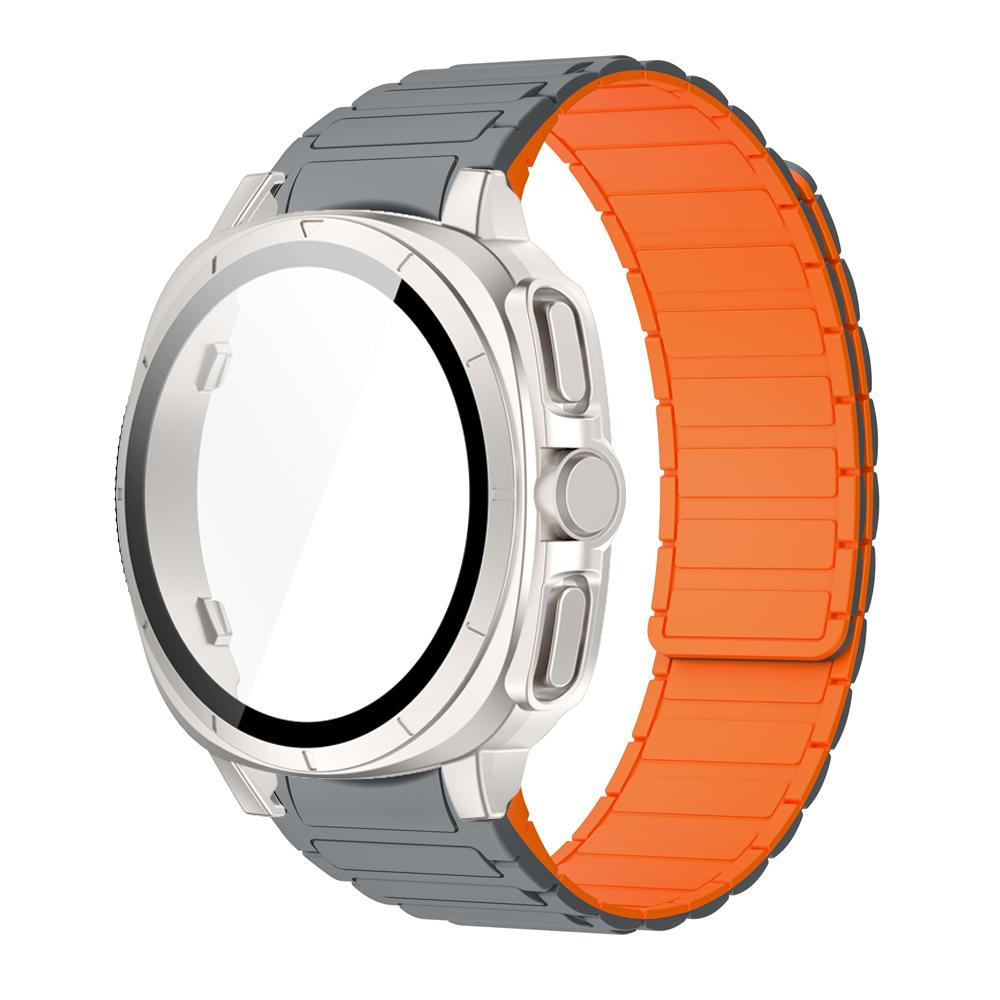 PC Case+Strap Upgrade To Ultra 47mm for Samsung Galaxy Watch 7 40mm 44mm No Gaps Silicone Magnetic Band PC Tempered Glass Screen