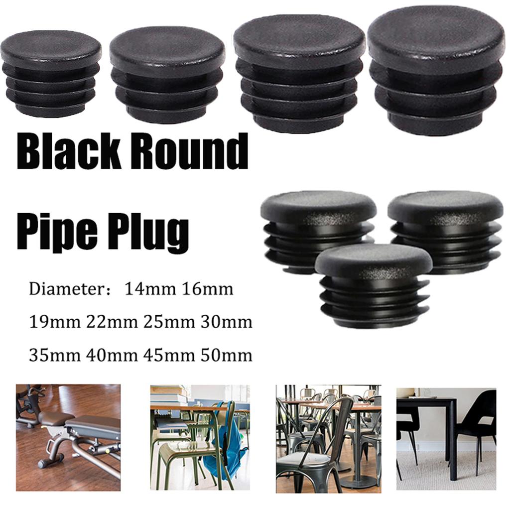 8 STKS Zwart Rond Plastic Afsluitdop Buis Pijp Inzetstuk Plug Stop Dop Voor Stoelpoot Pijp tapon tubo