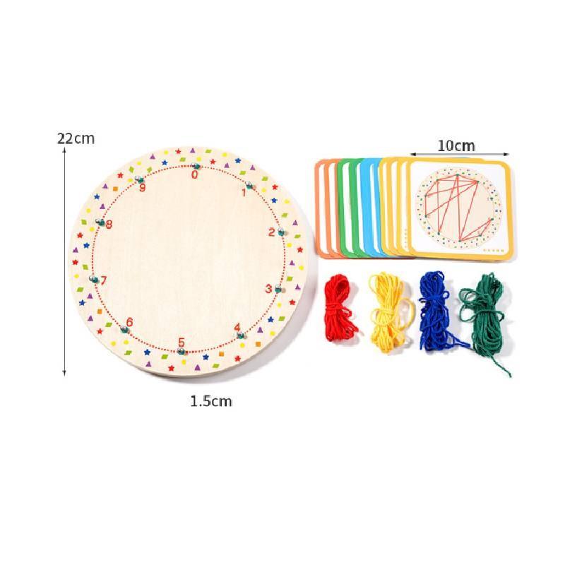 Montessori Threading Wooden Nail Board Graphic Rope Winding Children Puzzle Toys