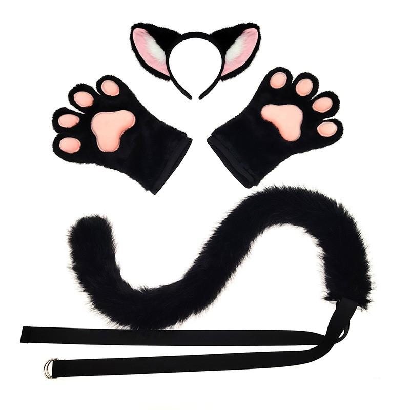 Cat Ear Headband Paw Gloves Tail Set Cosplay Anime Convention Kawaii Costume Accessory