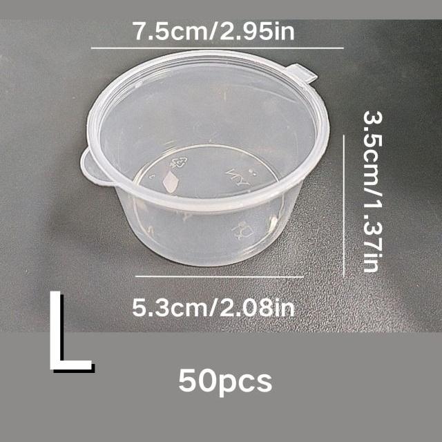 50pcs Disposable Seasoning Cups Clear Leak-proof Condiment Containers  with Lids for Sauce Yogurt Portable Travel Party Supplies