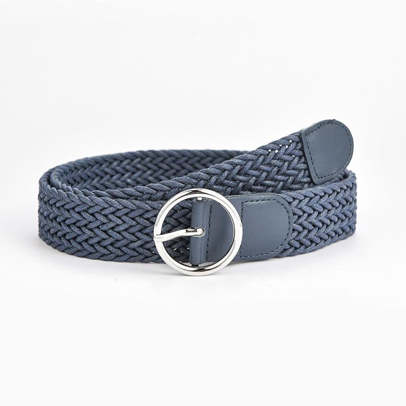 Women'S Belt Round Buckle Simple Japanese Buckle Decorative Multi-Colored Wax Rope Woven Casual Pants Jeans Belt Women