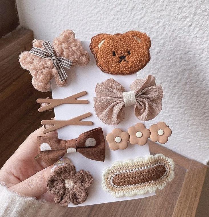 

Корейські Милі Мультяшні Заколки-Бантики для Дівчаток - Солодкий Набір Тканинних Бокових Заколок