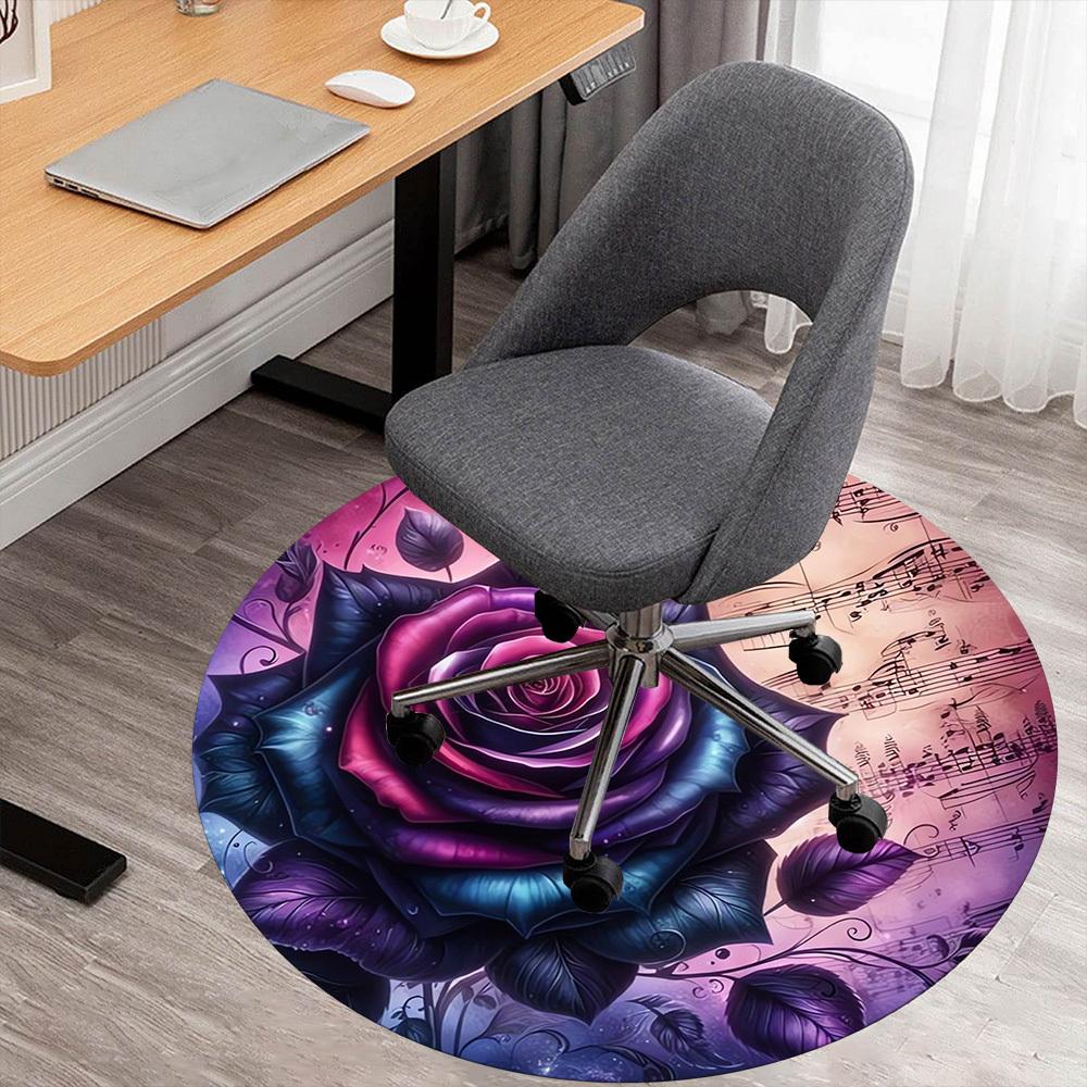 

1pc Rose Symphony Round Chair mat Area Rug - Non-Slip, Floor Mat for Office, Bedroom, Ideal home decor Christmas Gift p0811482 80cm