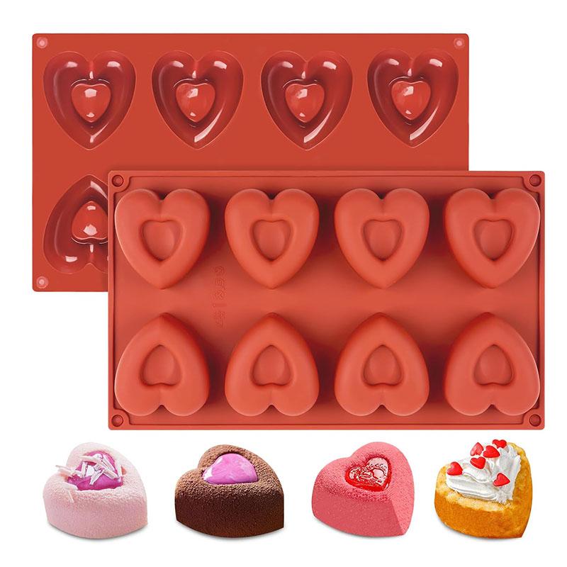 Dimpled Heart Silicone Mold Love Mousse Cake Baking Mould For Chocolate Candy Dessert Cookie Soap Ice Cube Tray Candle Tools