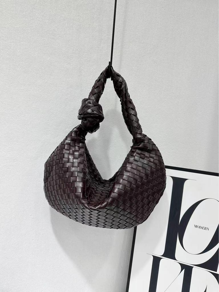 Handmade Woven Croissant Bag - Knotted Single Shoulder Underarm Tote