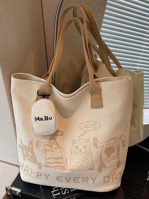 Bolso Tote de Lona Ligero Otoño Invierno - Bolso de Hombro Versátil de Gran Capacidad para Mujeres y Estudiantes Universitarios