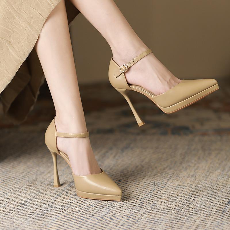 16-High Heels Women's New Pointed Waterproof Table Single Shoes Hollow 1. Thin Heels Women's Shoes