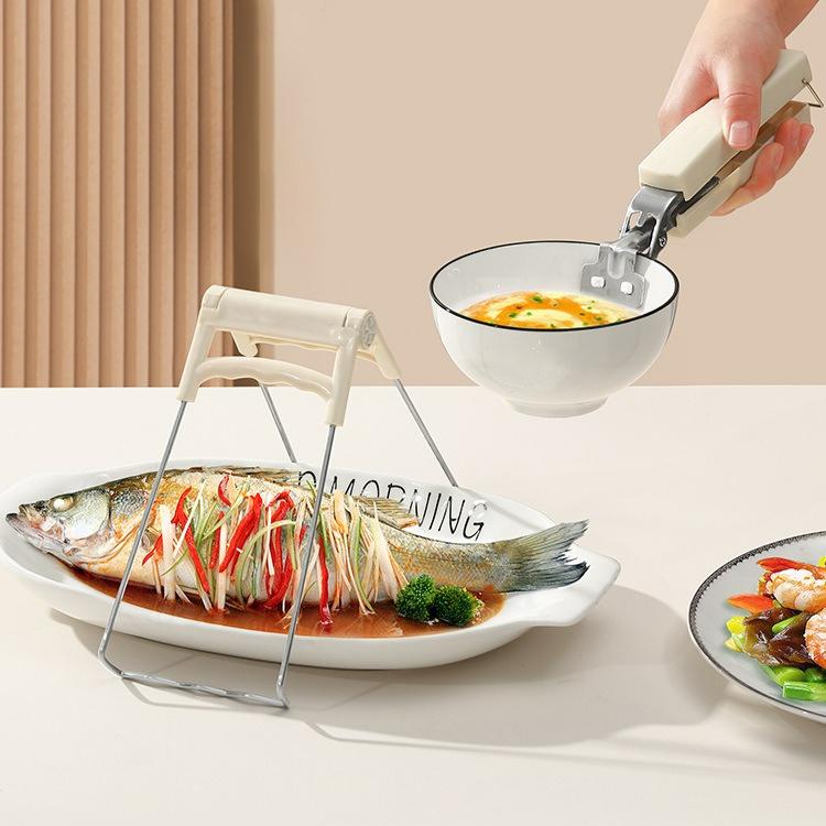 2Pcs/set Anti-scalding Clip Bowl Clip, Anti-scalding Clip For Kitchen, Steamed Vegetables, Stainless Steel Heat Insulation Plate Bowl Clip